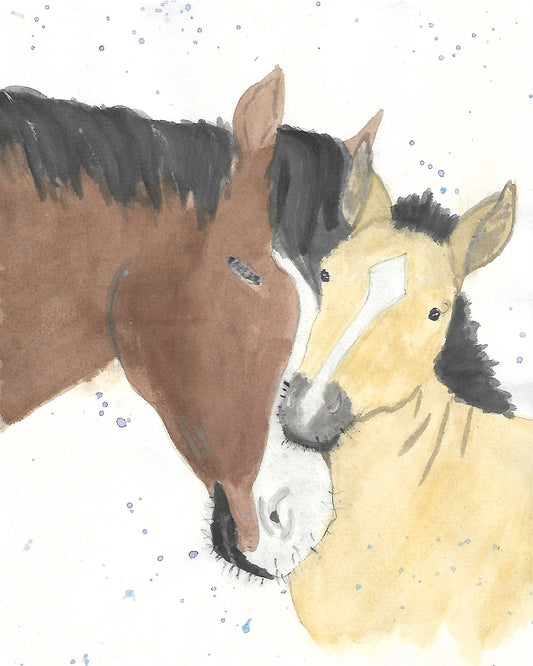 mare and foal painting