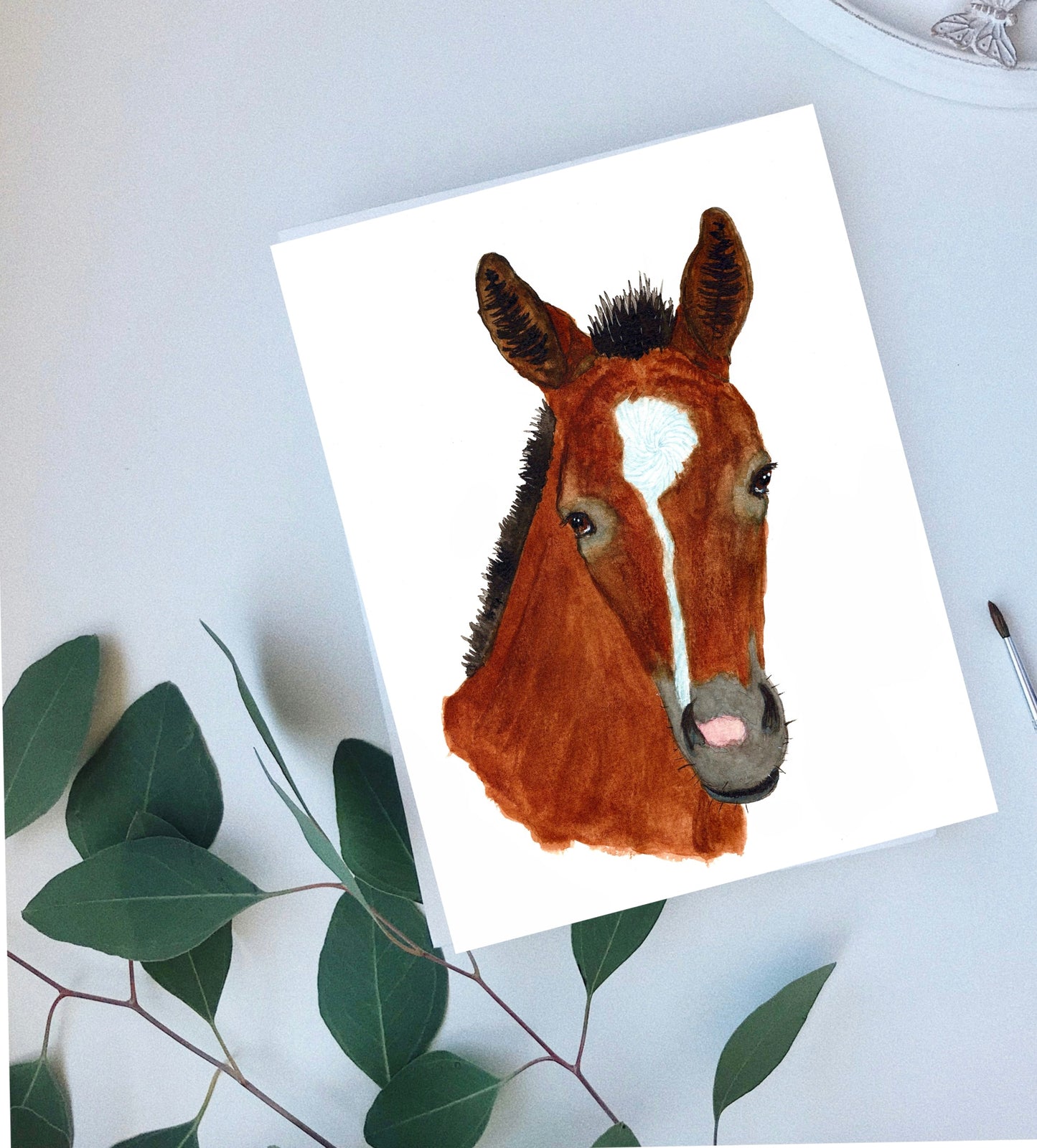 Whispers of the bay foal greeting cards