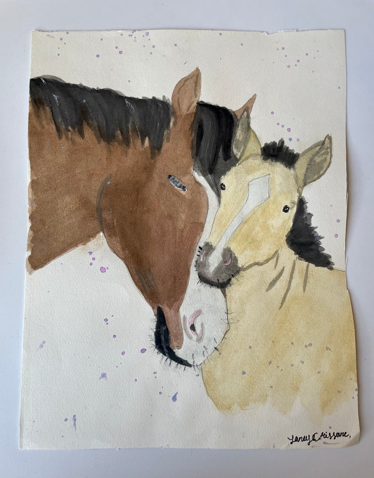 mare and foal painting