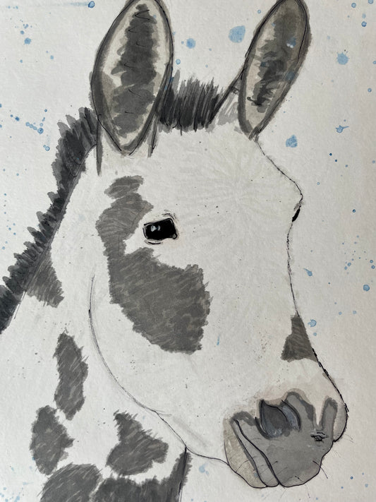 miniature donkey watercolor painting