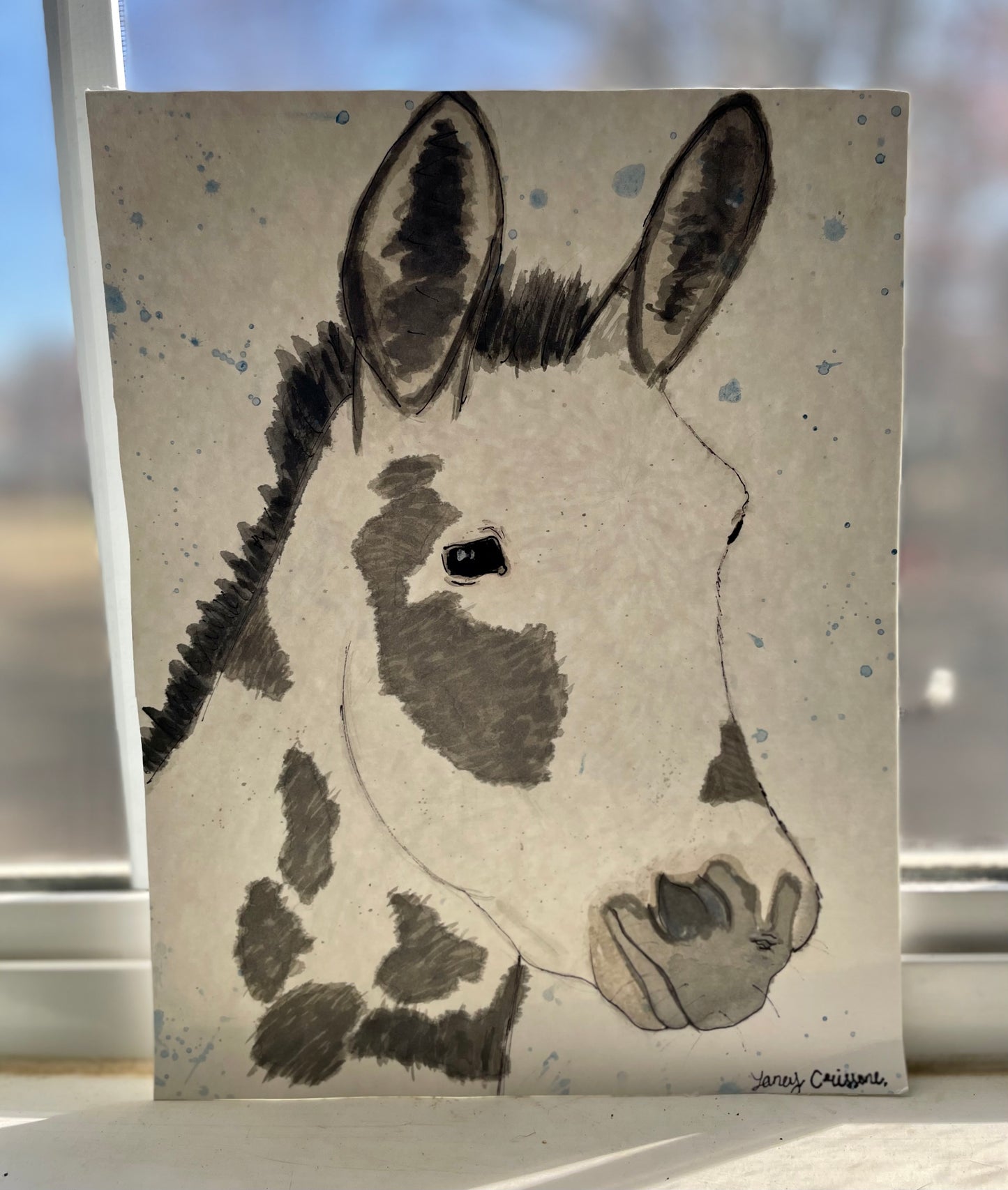 miniature donkey watercolor painting