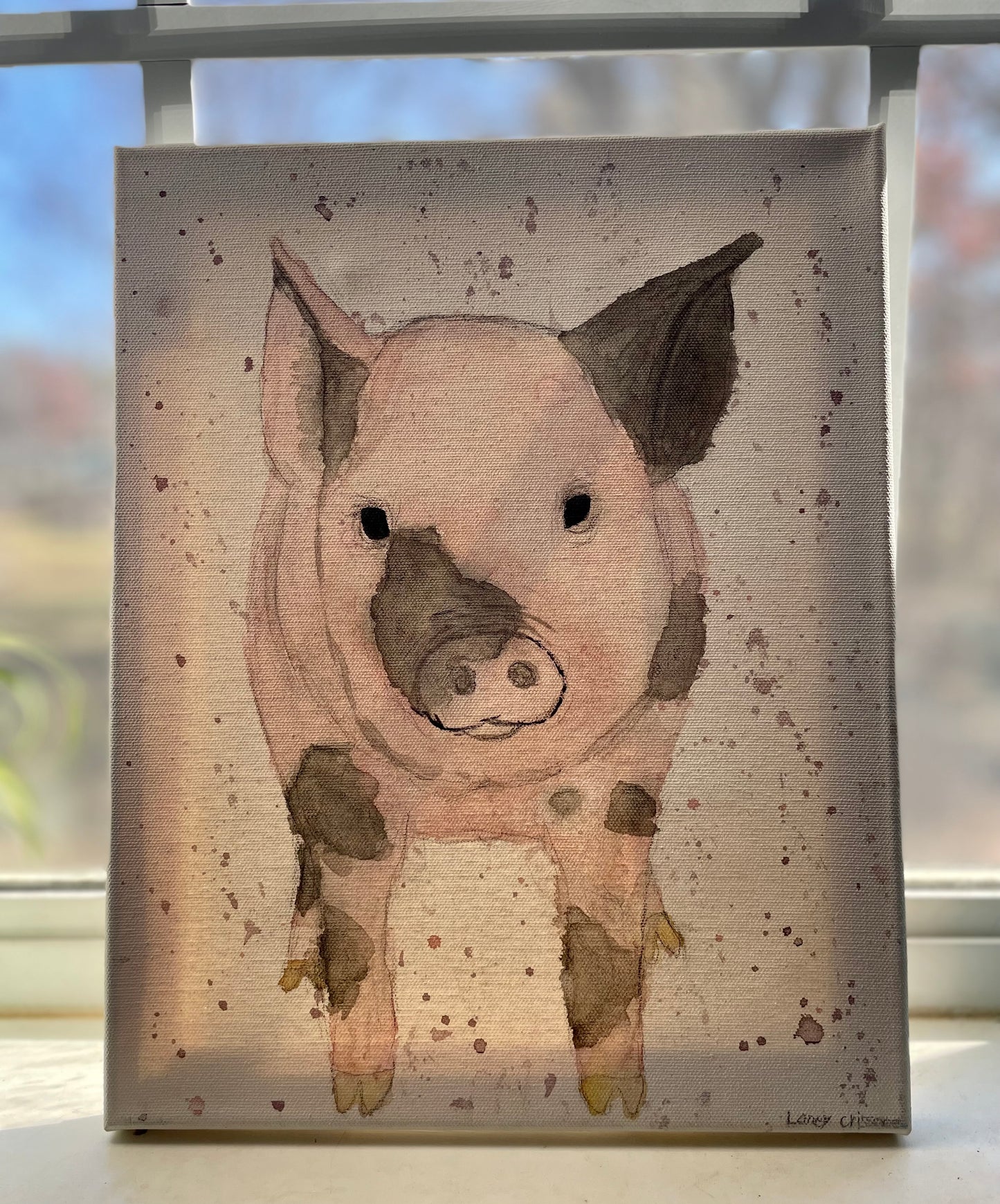 watercolor piglet